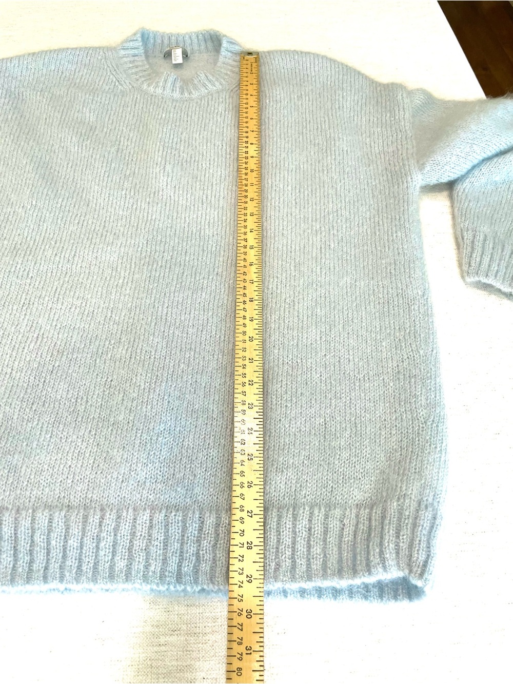 COS Mohair Wool Oversized Jumper M Light Blue Crewneck Cozy Sweater Minimalist - Picture 11 of 13